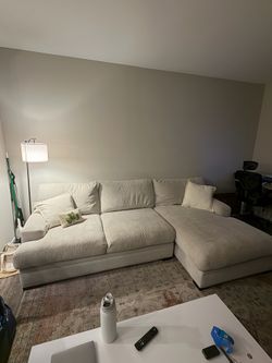 Cindy Crawford collection 2 piece sectional sofa, cream/oatmeal