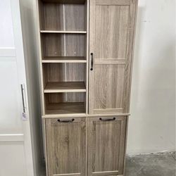 CHIPPED Assembled New Cabinet with Tilt-Out Laundry Hamper Basket Tall Bathroom Storage Organizer