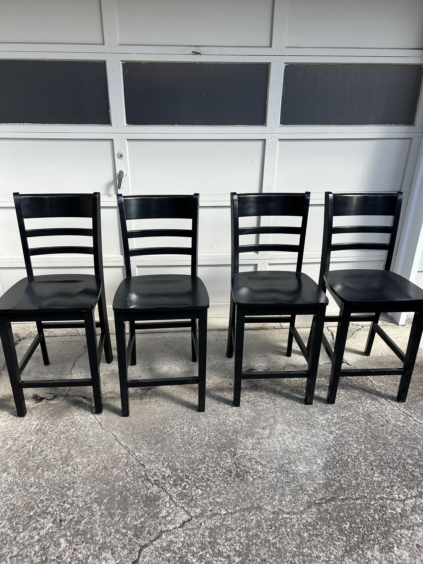 4 Black Wood Barstools