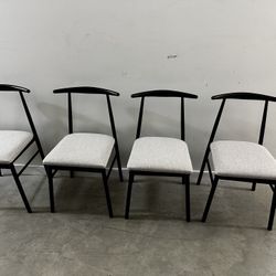 Mid Century Modern Chairs, Metal, Black&Beige