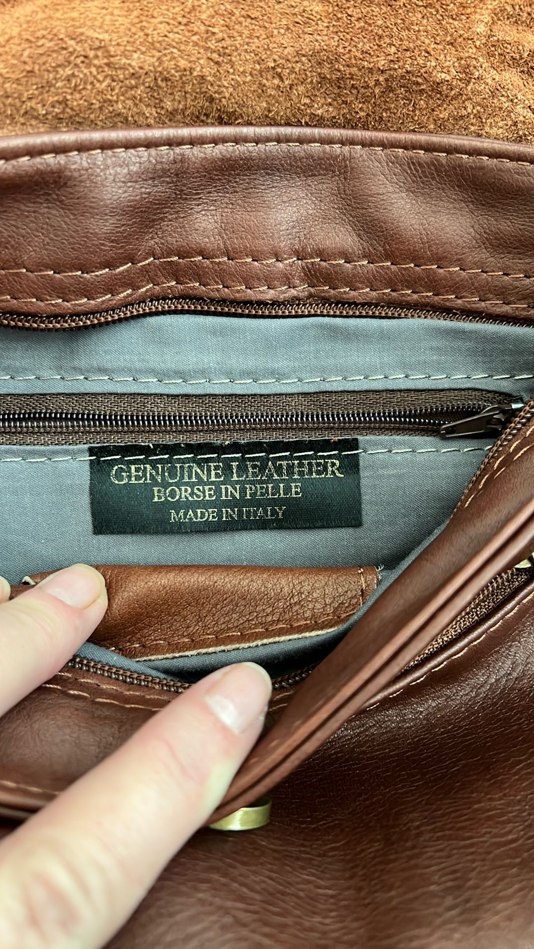 Italian Brown Leather Handbag purse