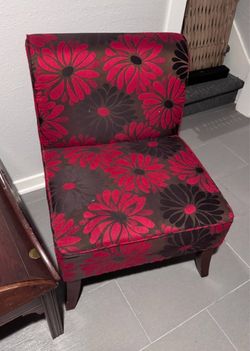 Floral Upholstered Armless Accent Chair
