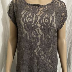 Gray Apt. 9 sheer blouse size petite large