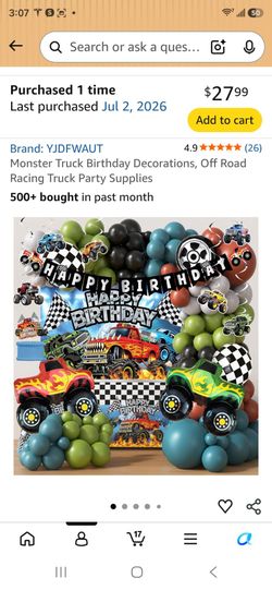Monster truck decorations for party