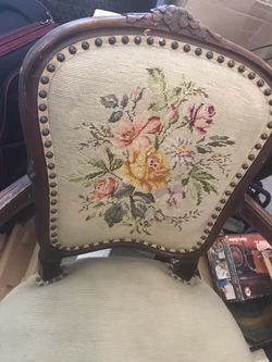 Queen Ann chair all hand done needle point
