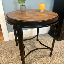 Rustic Wood & Metal End Table / Side Table