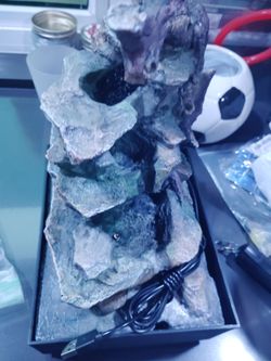 Waterfall rock display with USB pump house room decor