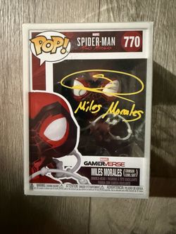Shameik Moore signed Miles Morales (Crimson Cowl Suit) Funko Pop