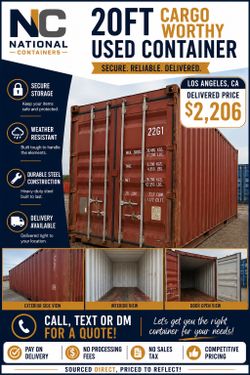 20' Cargo Worthy Shipping Container – $2,206 Delivered