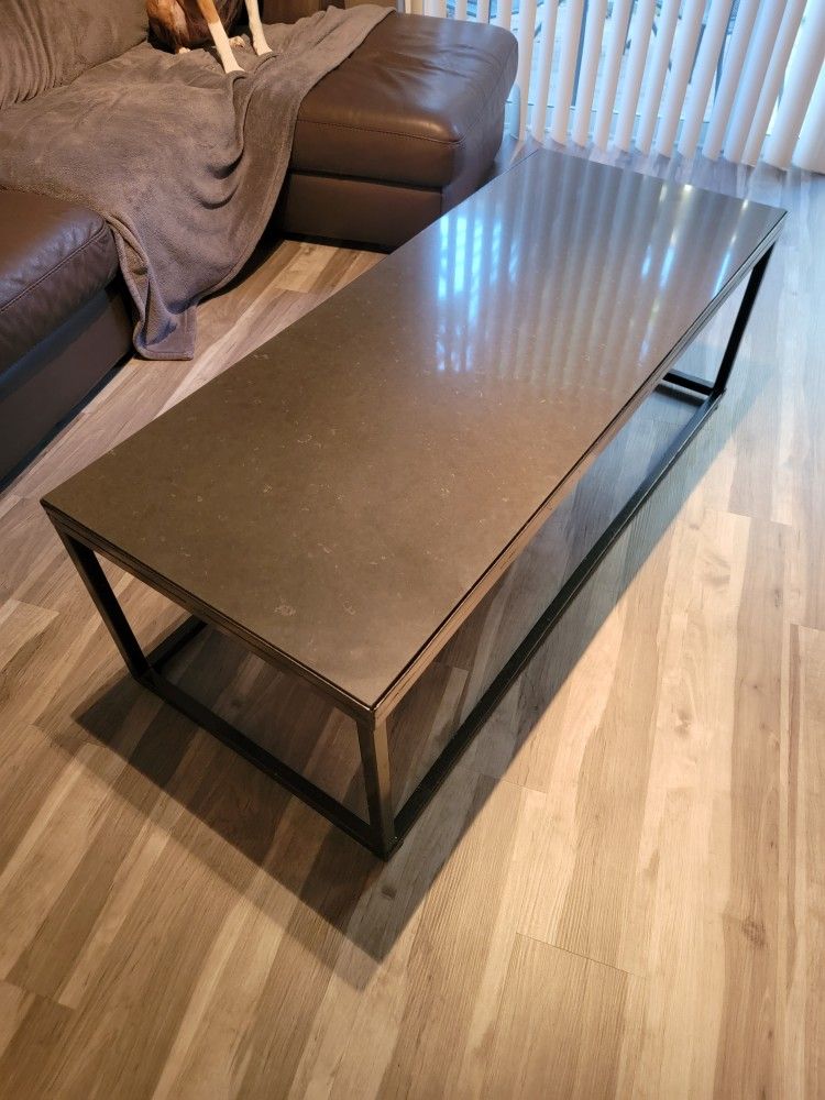 Coffee Table Custom Metal Frame Quartz Top Restoration Hardware Replica