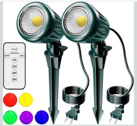 🆕 in 📦2Pack Halloween Christmas Spotlights Outdoor,120V Timer Remote Control,Energy Saving LED Landscape Lighting,5Color Lenses,for Flag Tree Garden