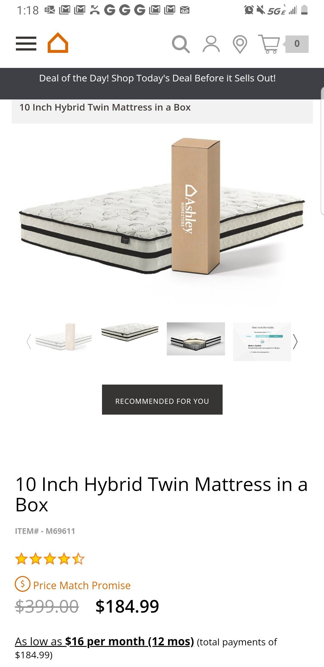 Brand New twin size 10 inch hybrid mattress in a box
