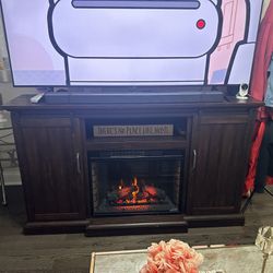 Tv Stand Fire Place Like New 