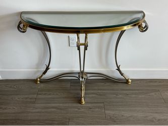 Elegant, silver, and gold glass top table