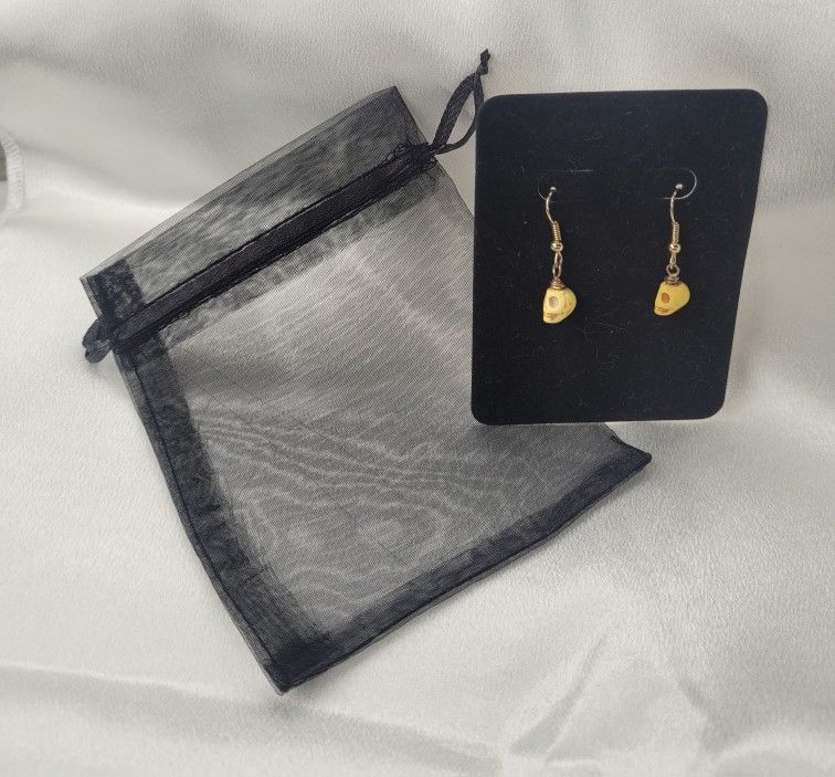 Yellow Skull Earrings And Necklace