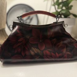 Patricia Nash Kelmscott Kisslock Leather Crossbody Bag Rustic Mums P862401