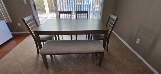 Dining Table Set with 4 Chairs and Bench