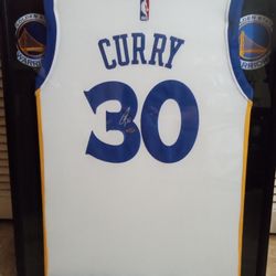 Stephen Curry Signed Frame Jersey With Certificate Of Authenticity And Signed Lithograph