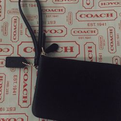 Coach Black Duo Pocket Leather Wristlet 