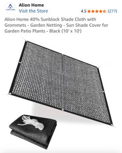 Alion Home Cloth- Sun Shade Cover for Garden Patio Plants - Black (10' x 10')