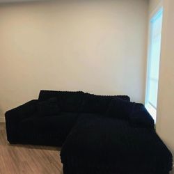 Black FUR Couch With Chaser Deep Seated
