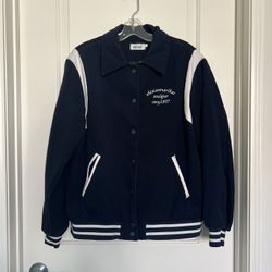 Navy Blue Collared Bomber Jacket from Korea Women’s Size Large 