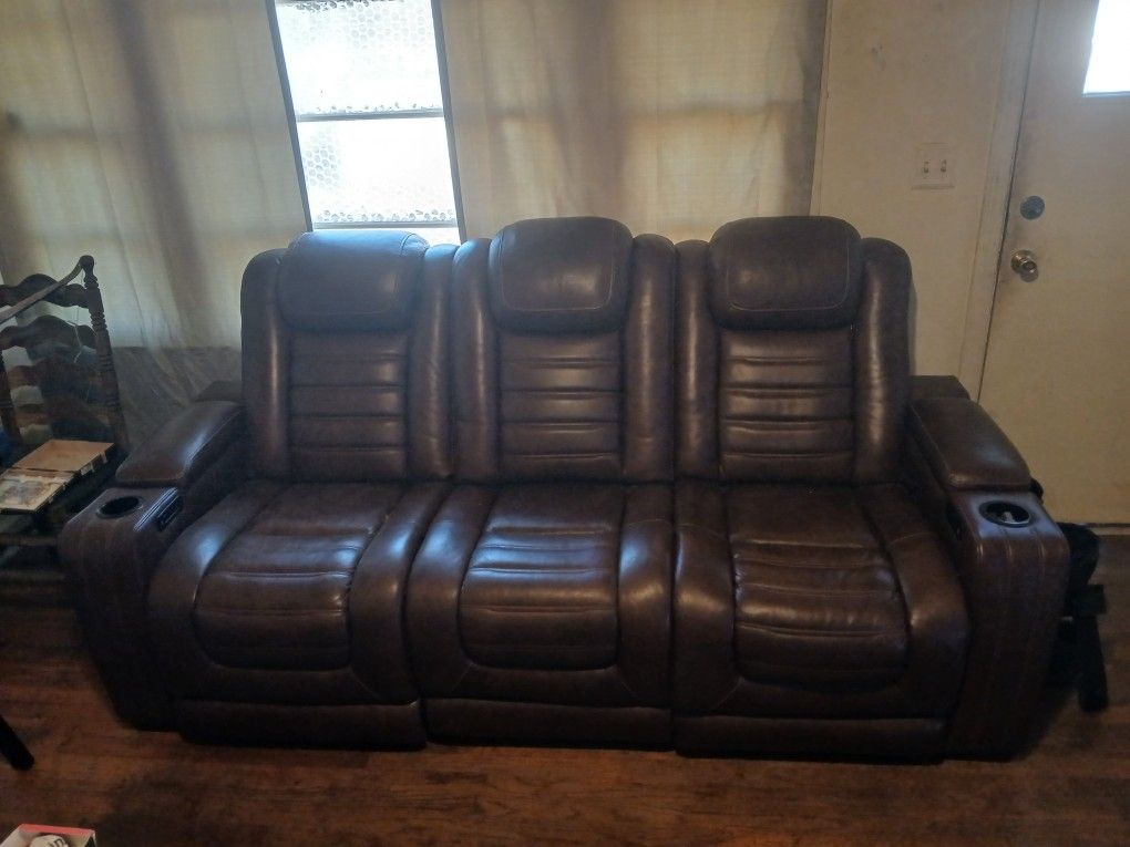 Electric Reclining Leather Couch