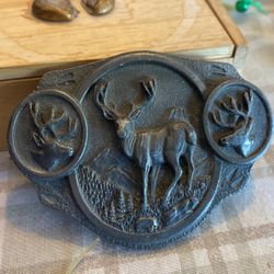 Deer Buck Pewter Vintage Belt Buckle