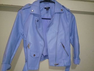 Forever 21 kids  Light Blue Faux Leather Moto Jacket