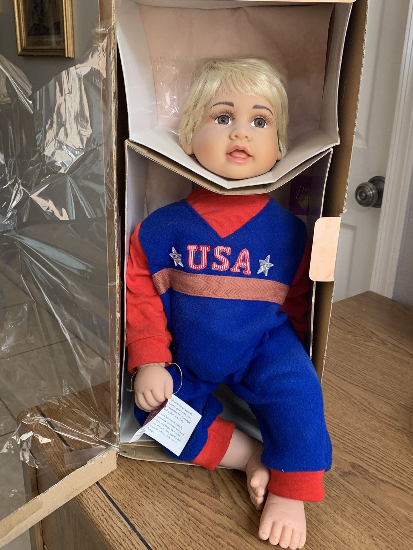 Vintage Dreams And Treasures Premium Edition Mathew Doll 20” Boy Usa Jumpsuit