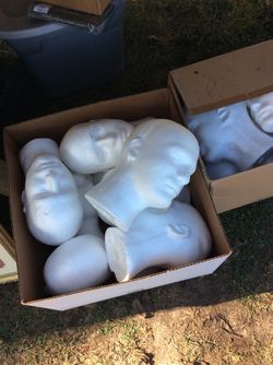 Styrofoam wig heads target practice