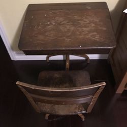 Antique Cast Iron School Desk