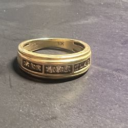 Men Gold Wedding Band With Diamonds