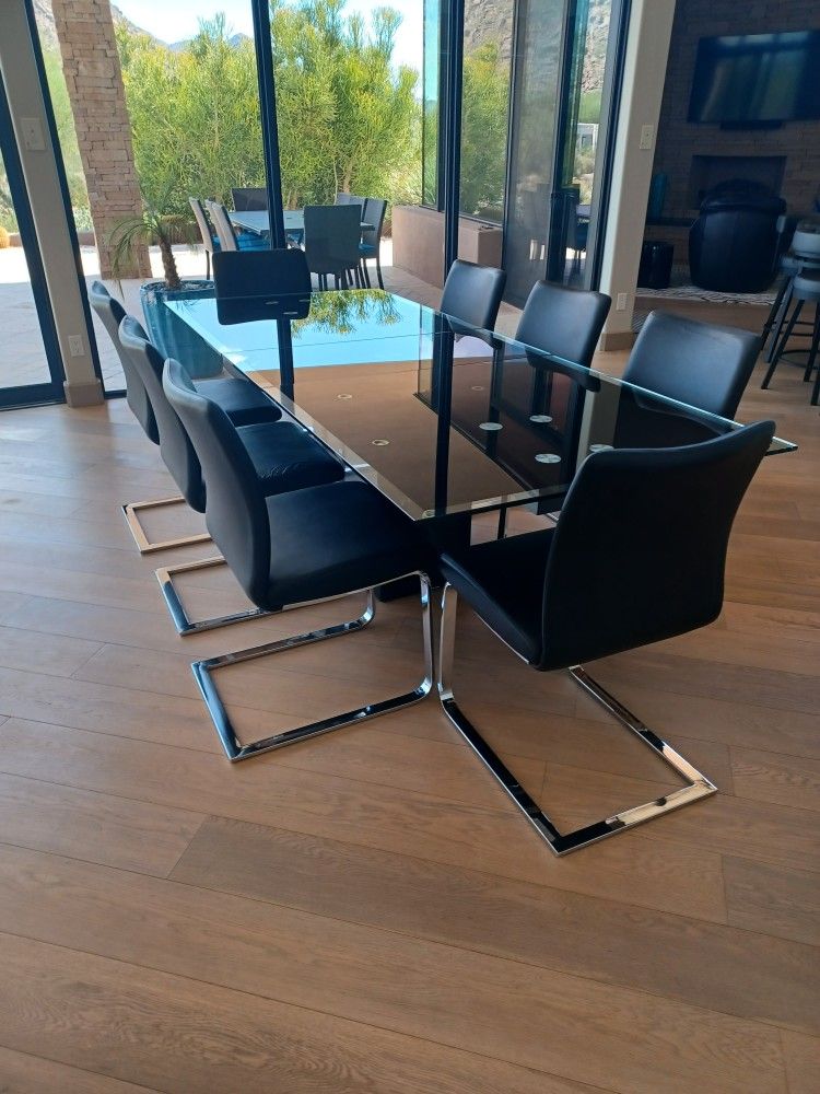 Glass Dining Room Set (Seats 8).
