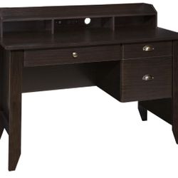 REDUCED PRICE!  Executive Desk, Wood-Grain Office Desk with Hutch, Modern Computer Desk, Espresso