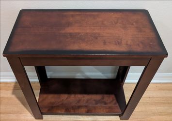 Dark Wood Side Table with Removable Shelf