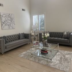 Living room set velvet grey color