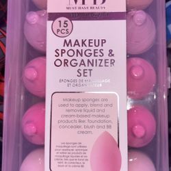 15 PCS Makeup Sponges & Organizer Set