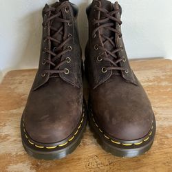 New Dr. Martens Docs Cartor Brown Leather 6-Eye Combat Boots Sz M 9 W 10 Shoes