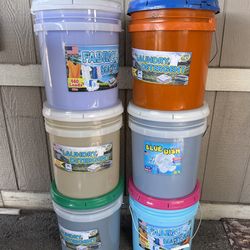Laundry Detergent Fabric Softener and Dish Soap Buckets