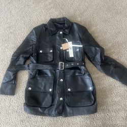 Woman’s Faux Black Leather Coat
