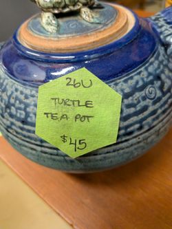 Blue Ceramic Turtle Teapot