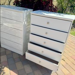 White Chest Five Drawer Dresser