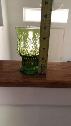 Vintage Green Glass Embossed Tumbler