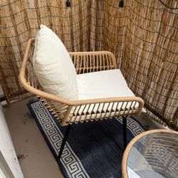 3 Piece Outdoor Wicker Furniture Patio Bistro Set - 2 Chairs, 1 Table