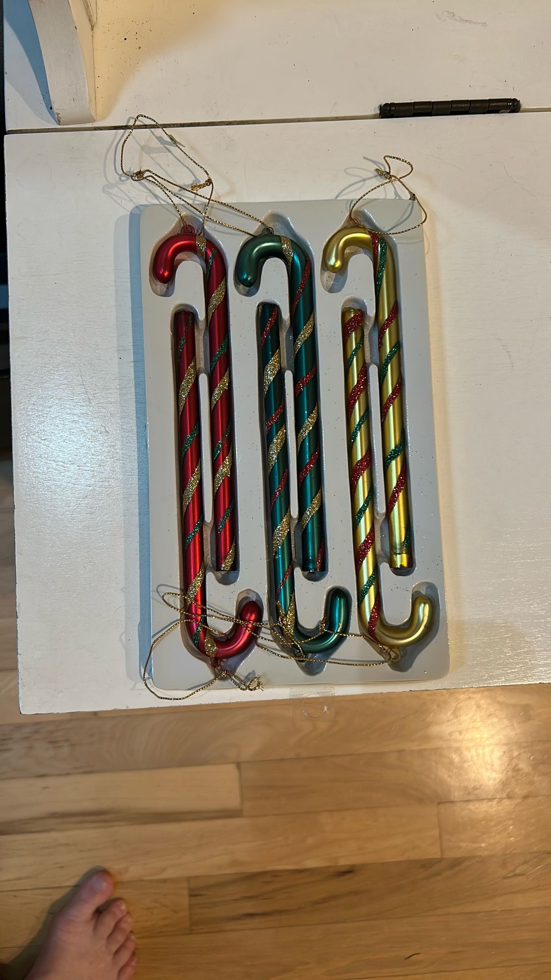 Gorgeous Glass And Glitter Long Thin 7” Vintage Candy Cane Ornaments