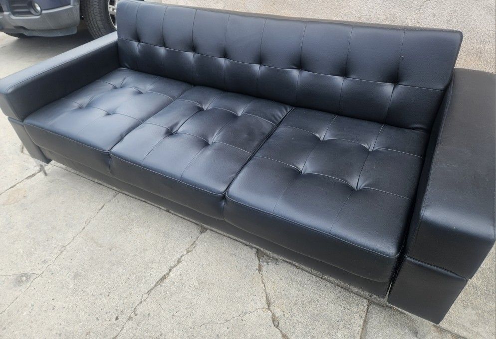 Sofa Futon Black Leather Clean 