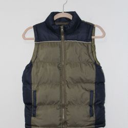 i5 Apparel Puffer Vest Youth Size Large (12/14) Green & Navy Full Zip w/Pockets