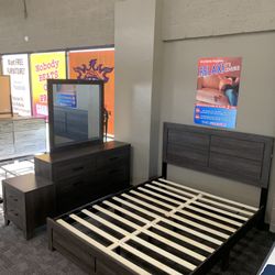 Rustic Brown Queen Platform Bedroom Set 