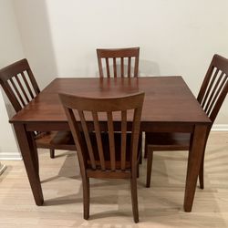 5-Piece Dining Set - Dark Espresso Wood Table & 4 Chairs